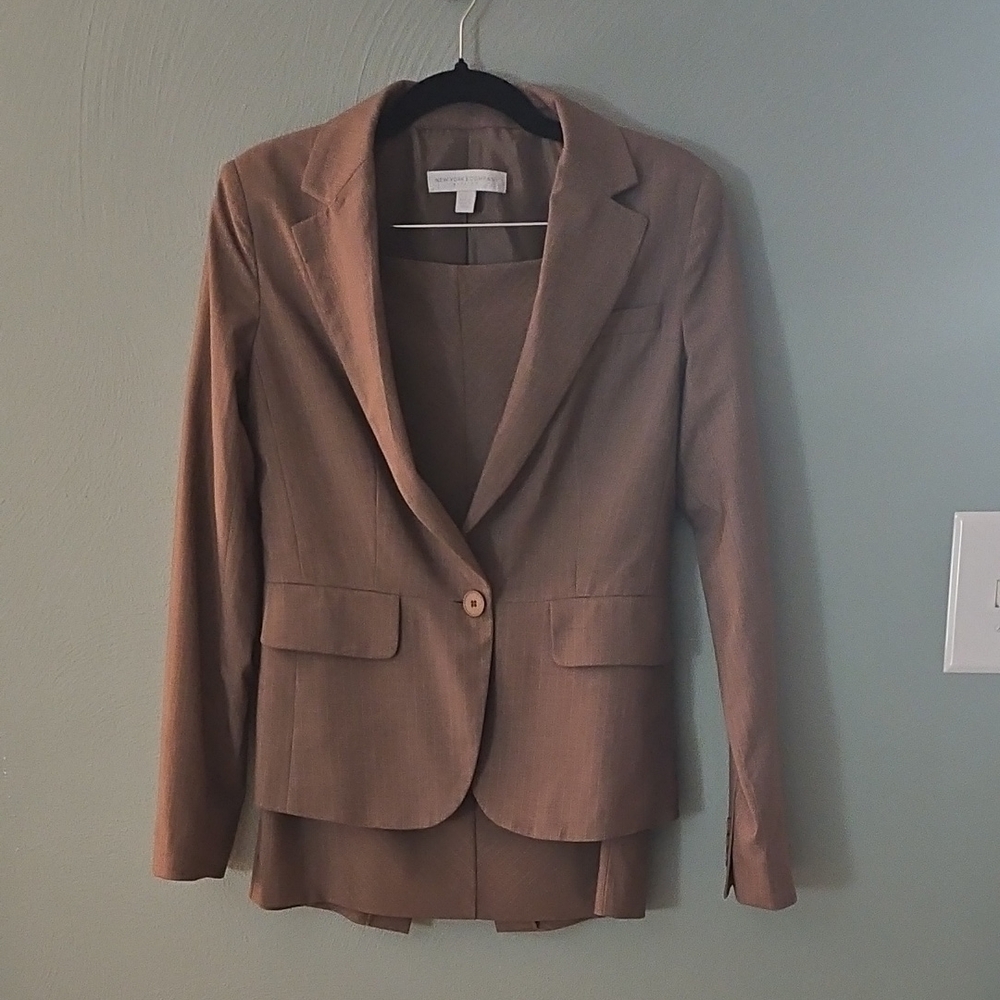 New York & Company Tan Blazer and Skirt Set